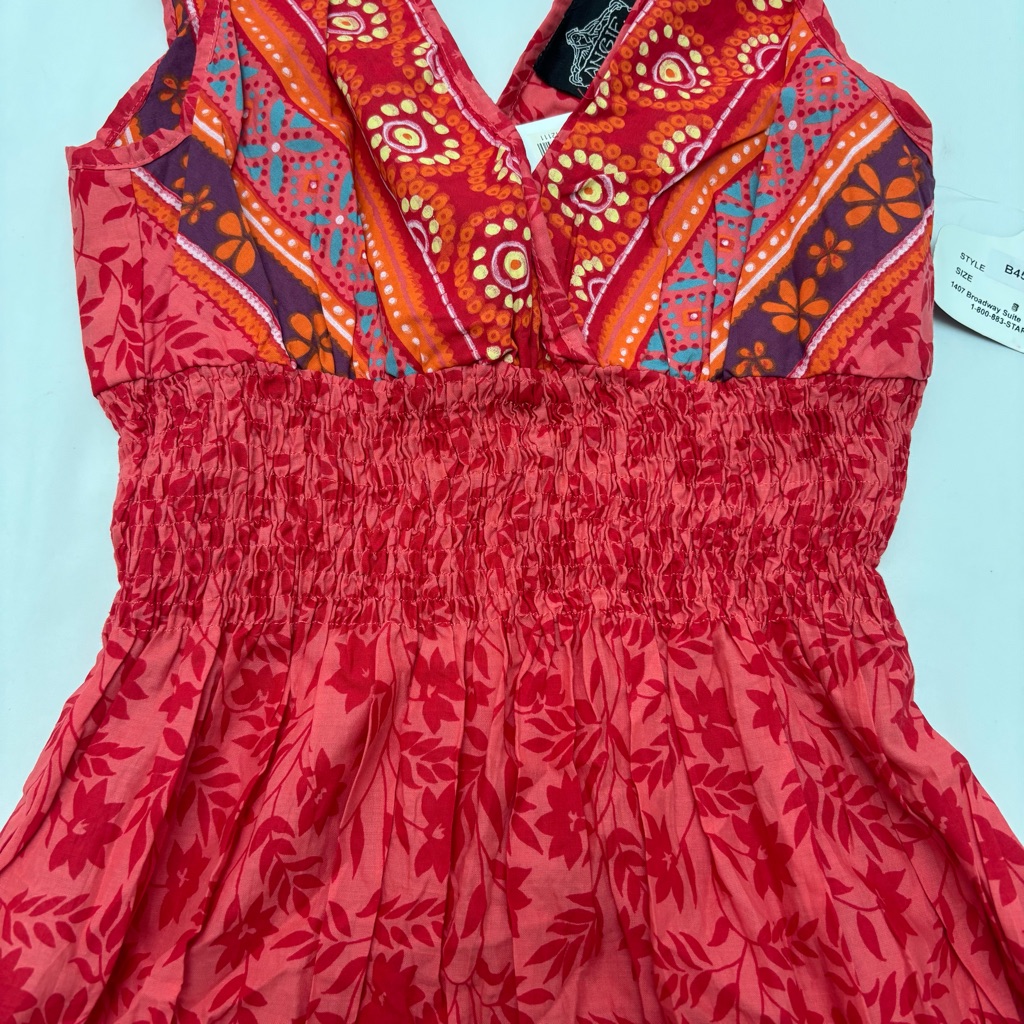 Nwt Angie Red Bohemian Hippie V-Neck Maxi Dress Tie Shoulders — image 6 of 8